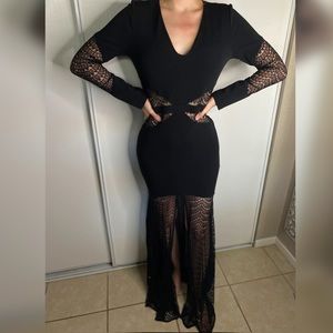 Black long sleeve formal dress